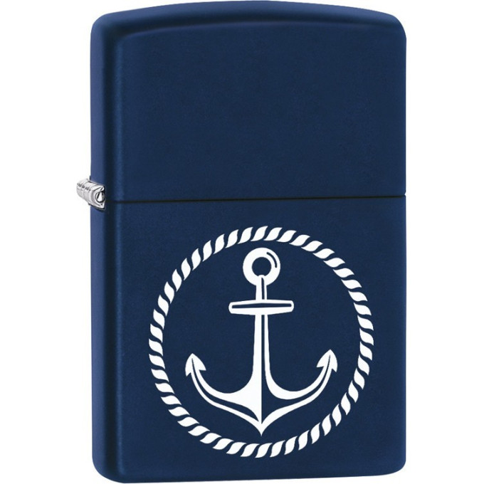 Zippo 29692 — матовая синяя зажигалка с якорем